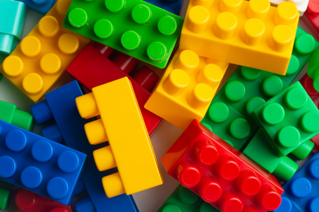 red, yellow, green, and blue Lego® blocks