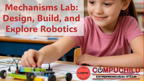 Young inventors build simple machines with gears, pulleys, cams, and motors while using videos, games, and basic coding to spark curiosity and confidence in engineering.